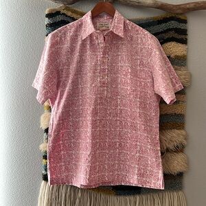 COOKE STREET LIBERTY HOUSE Henley Vintage Hawaiian Shirt 70s Reverse Print Red L